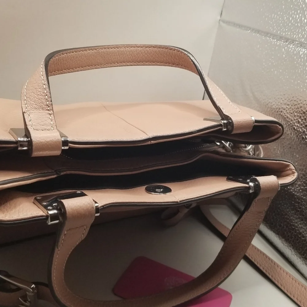 Vince Camuto Rosie Satchel Vintage Quartz Leather Blush Pink Shoulder Bag Purse - Picture 3 of 14